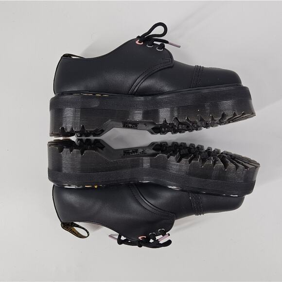 Dr. Martens Black Lapstone Satin 1461 Quad Heart Platform Derby Shoes 7 - Picture 8 of 10